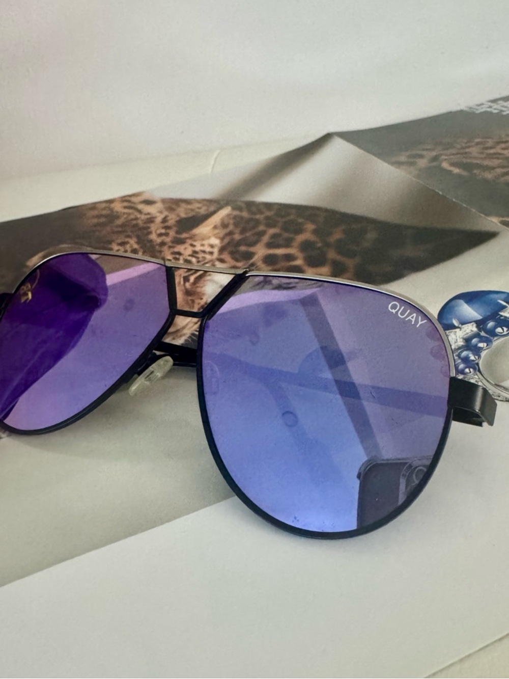 Quay Australia Supernova Aviator Sunglasses - Purple/Blue Mirror